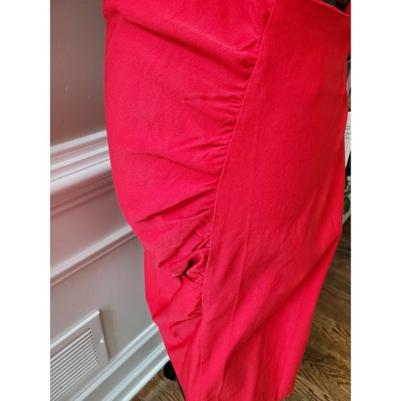 Grace Karin Women Solid Red Rayon Comfort Waist Ruffle Knee Length Skirt Size XL - Picture 4 of 10